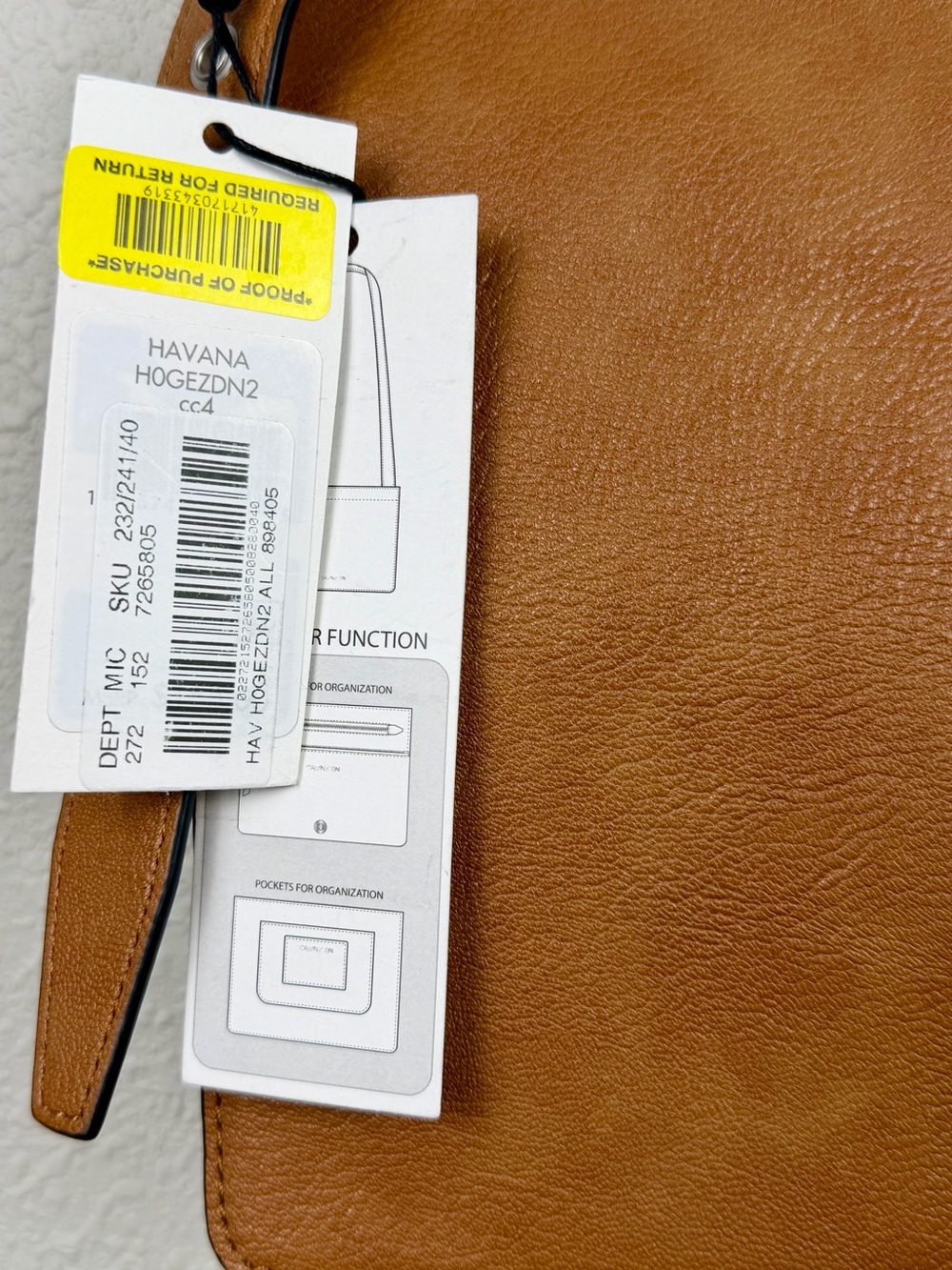 Calvin Klein Havana Novelty Organizational Crossbody Bag Caramel NEW With Tags - Picture 9 of 11